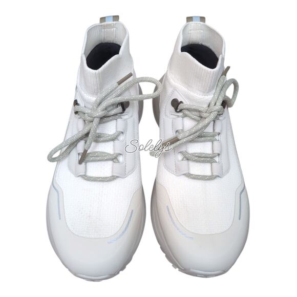 Vessi Stormburst High Womens 9 Dune Beige Waterproof DymaTex Knit Sneaker Boot - Picture 2 of 13